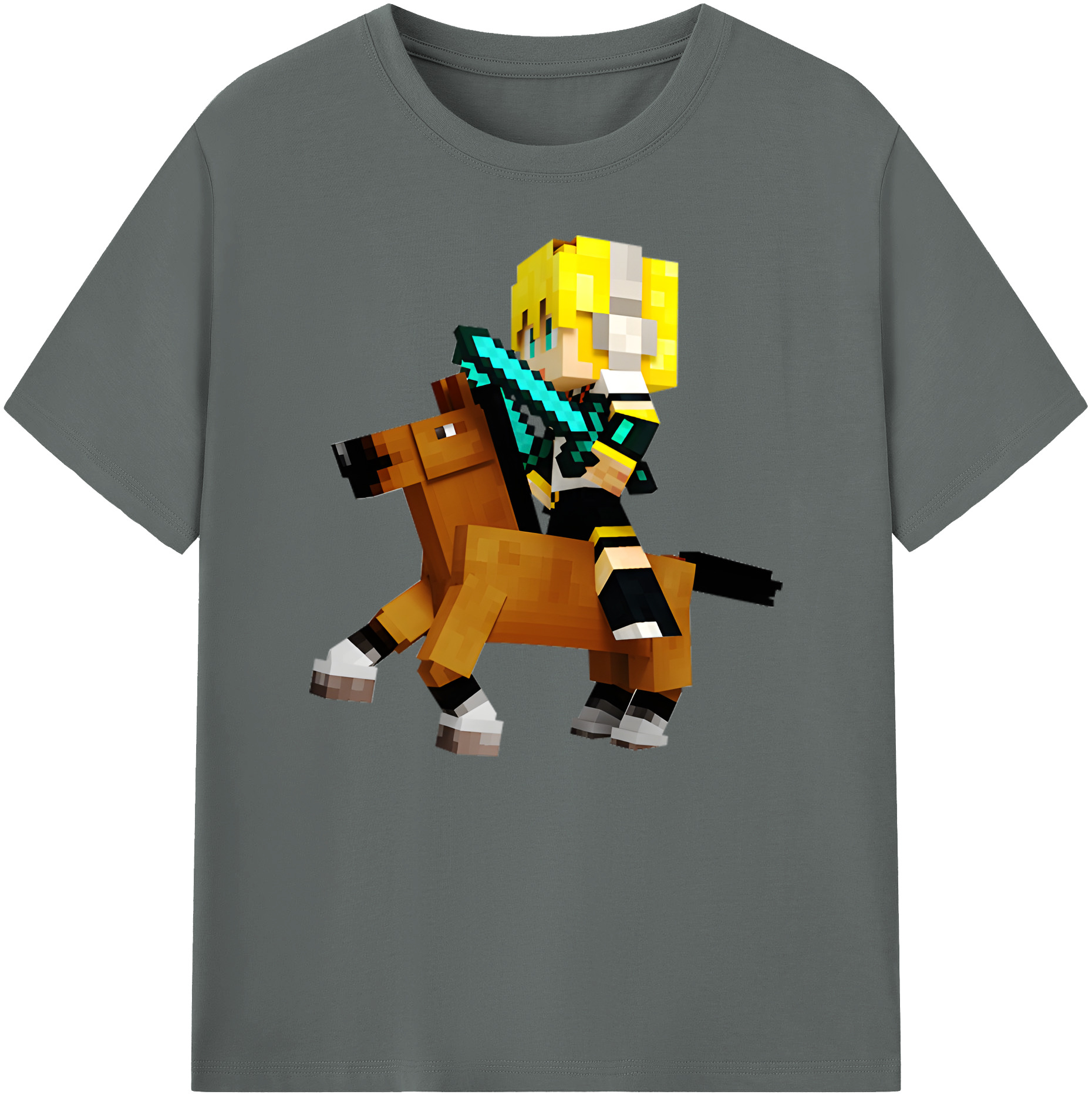 （画像用） マインクラフト ブロックの世界 Minecraft MC Block world 綿100％ メンズ半袖Tシャツ｜肌触りやわらか＆通気性